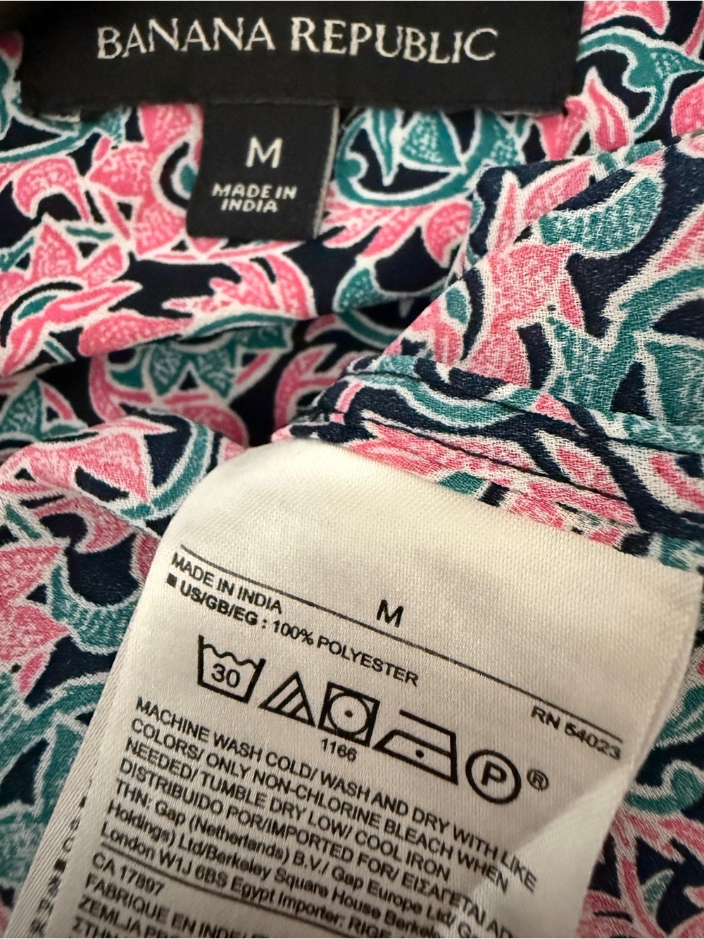 #18)  Banana Republic Pink Teal Navy Floral Print Blouse - Picture 7 of 7